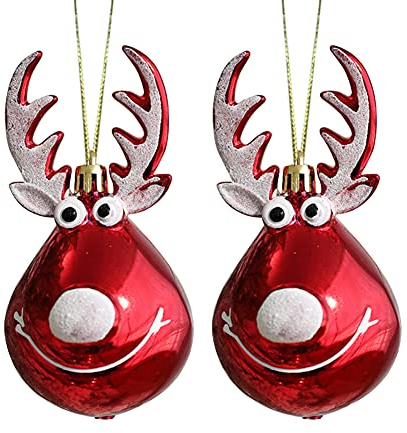Herbests 2 Stück Weihnachtskugeln Set Fawn Elk Weihnachtsbaum Anhänger Dekoration Bruchsicher Glänzend Rentier Kugel Hängende Weihnachtsbaumschmuck Geschenke für Festival Urlaub Silvester Party