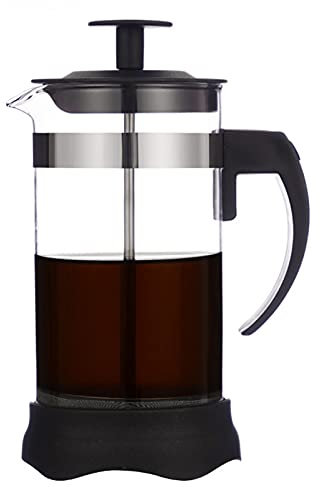 LTLWSH Caffettiera da pressa francese, caffettiera francese, caffettiere a stantuffo con 4 livelli di filtrazione in acciaio inox, vetro di Bordeaux, resistente al calore, 350 ml