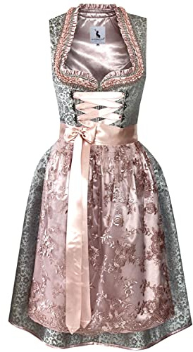 Alpenmärchen Midi Dirndl aus Exklusiver Kollektion inkl. Spitzenschürze Gr.32-54 - ALM937