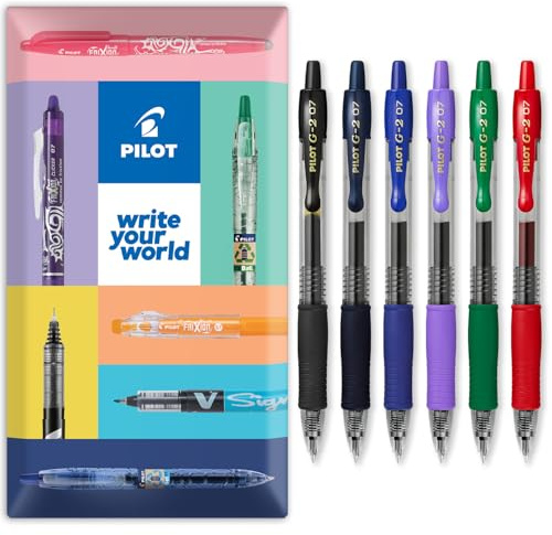 PILOT G-2 Gel-Tintenroller, einziehbar, 0,7 mm Spitze, in Umschlag, Geschenkverpackung, 6 Stück, essentielle Farben