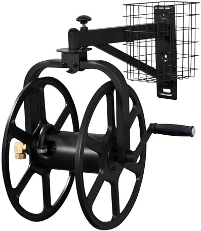 Liberty Garden 712-B Single Arm Navigator Multi-Direktionaler Gartenschlauchaufroller, für 38 Meter 16-mm-Schlauch, schwarz