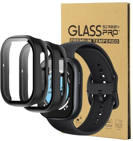 CONAPIKA 2 Piezas Funda para Honor Watch 4 con Protector de Pantalla, Cobertura Total PC Marco Anti-Rasguños Anti Choques Parachoques HD Protector Case, Negro + Negro