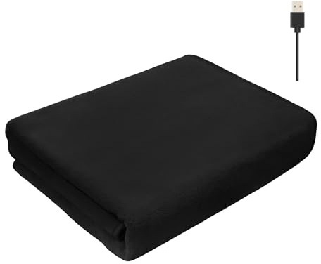 150×80cm Quick Heating Electric Blanket with Large Pocket Wearable USB Charging Heated Shawl Wraps Cape Warm Skirt Knee Blanket Washable Winter Plush Blanket for Home Office School Outdoor Travel