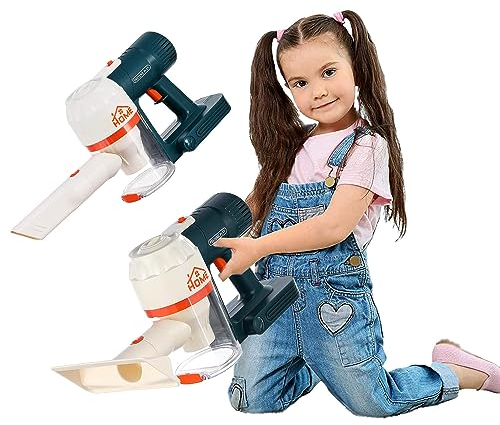 COO11 2-in-1 Cordless Vacuum Cleaner Toy Set, Pretend Play Cleaning Set with Realistic Light, Sound and Suction Action - Educational Role Play Gift for Kids Ages 3+ Years