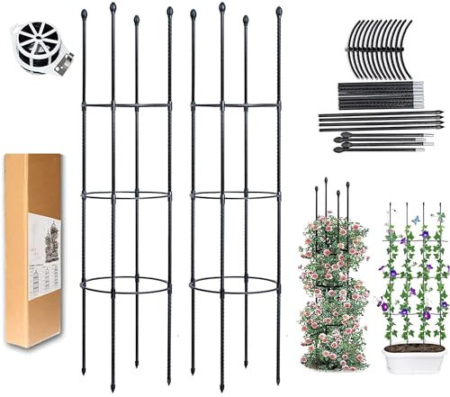 LIBRNTY 2 Stücke Garten Obelisk,Gartenpflanze Stützstangen,Rankhilfe Pflanzen,Pflanzenstütze,Rankhilfe Obelisk,Gartenpflanze StützstangenKäfig Lange Stahl,Geeignet für alle Kletterpflanzen