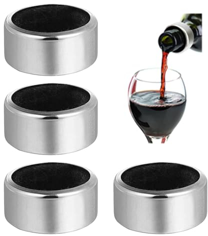 Ryaupy 4pcs Anelli Bottiglie Vino Rosso Lucido Acciaio Inossidabile - Anello antigoccia Riutilizzabile - Accessori per Vino Bar Ristorante Domestico