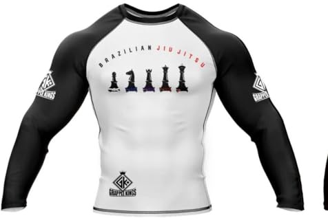 Chess BJJ MMA Grapple Kings Rashguard Rash Guard (UK, Alpha, XL, Regular, Regular, Black & White, Grapple Kings)