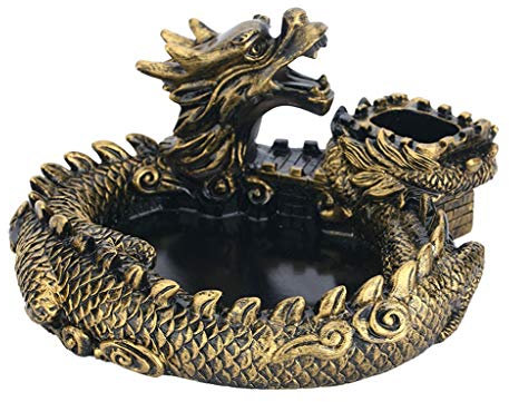 Ashtray Deckelloser Aschenbecher, Auto, Outdoor, Innenbereich, Zuhause, Büro, Desktop-Dekoration, Harz, Retro-Aschenbecher, Nachahmung eines Drachen-Aschenbechers, Bronze Aschenbecher