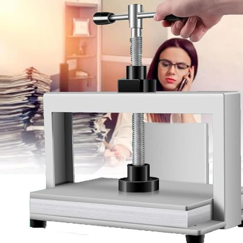 PixCy Manuelle Papierpresse, A4/A3-Flachpapierpresse, 1500 kg Stahl-Banknoten-Banknoten-Bindemaschine, Spindelpresse für Bindepapier-Glättungsmaschine,A4