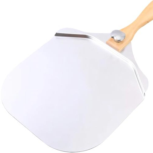 VIBRANT VISION Glow Pizza Peel - Aluminium Pizza Shovel - 12 Inch Long Foldable Wooden Handle Pizza Paddle - Pizza oven accessories for Homemade Baking - Pizza peel for Any Outdoor & Indoor Grill Oven