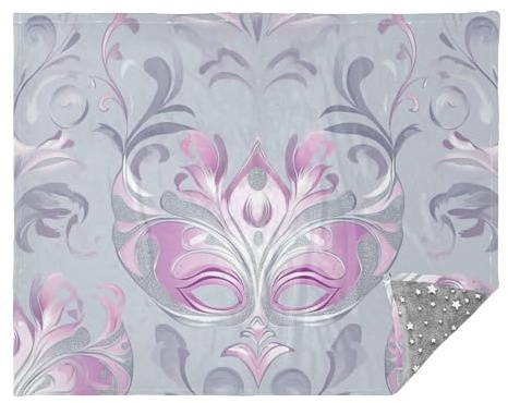 Masks Carnivals Lilac and Silver Gray Throws for Couch Large Cozy Blanket Couch Blankets 50x70 Inches Blankets and Throws