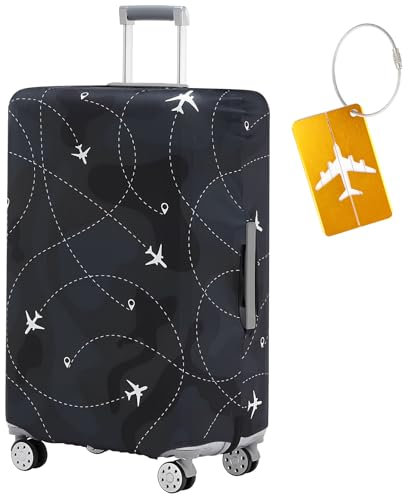 Anseom 18-32 Pouce Housse Valise avec Étiquette de Bagage, Elastique Housse Protection pour Valise, Housse De Protection pour Bagages Lavable, Housse Valise pour Voyage (XL, 29-32 Pouces)