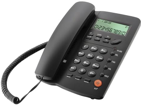 Allayu Corded Phone With Caller ID And Speakerphone For Office Telephones Landline With Answer Phone ABS Corded Phones Landline, black