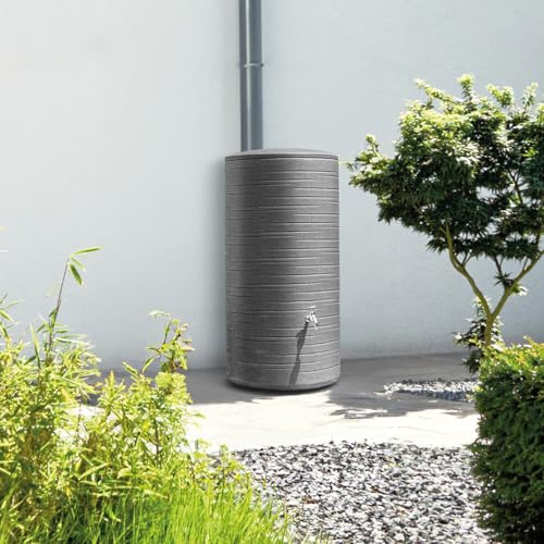 Charles Bentley Polyethylene Ribbed Water Butt with Tap, Grey, 280L