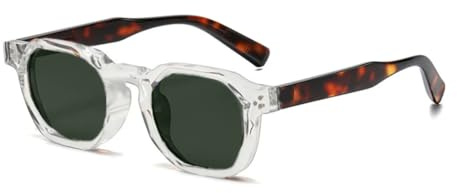 Mode Vintage Nit Ovala Solglasögon Dam Herr Lyxiga Leopard Solglasögon Anti Blått Ljus Glasögonbåge (Transparent Grön)
