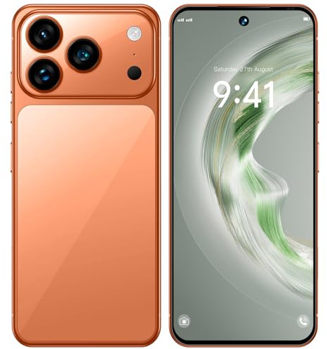 WMDMJT Smartphone I17 Pro MAX para Exteriores, Resistente al Agua, Android para Adolescentes, Adultos y Personas Mayores, 16 GB de RAM, 1 TB de ROM, batería de Gran Capacidad de 8000 mAh,Orange-1TB
