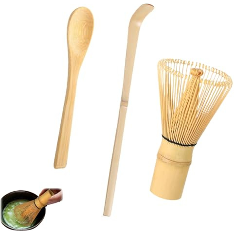 Zpeiran 3 Pièces Kit Matcha Complet en Bambou,Balai Chasen,Cuillère Chashaku et Pelle,Set Traditionnel Japonais pour la Cérémonie du Thé Matcha,pour Préparer Le Thé Vert Poudre Cérémonial