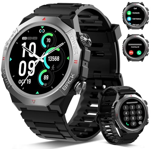 Smartwatch Uomo Donna con Effettua o Risposta Chiamate, 1.39 Militare Orologio Smartwatch, Sonno Cardiofrequenzimetro, 110+ Modalità Sportive Fitness Tracker, IP68 Smart Watch Android iOS(2026)