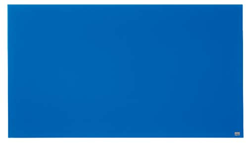 Nobo Glas Magnet-Whiteboard mit herausnehmbarem Stiftehalter, 1260 x 710 mm, InvisaMount Befestigungssystem, Impression Pro, Blau, 1905189 | Rahmenlos, 57'' - BxH 1264 x 711 mm, blau