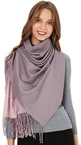 maamgic Schal Damen Zweifarbig Baumwolle Herbst Winter Stola Geschenk | Weiche Baumwollmischung, warm, zweifarbig, Herbst Winter, vielseitig als Schal oder Stola, Geschenkidee
