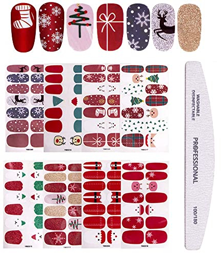 Kalolary 8 fogli Adesivo Smalto per Unghie, Adesivi per Unghie di Natale, Adesivi Unghie Nail Art Copertura Completa Nail Stickers Full Cover Decalcomanie Autoadesivi Unghie