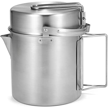 Lixada 1L Stainless Steel Camping Cooking Kettle Portable Outdoor Cooking Pot with Foldable Handle Multi-Functional Cookware for Outdoor Camping Backpacking Picnic Hiking