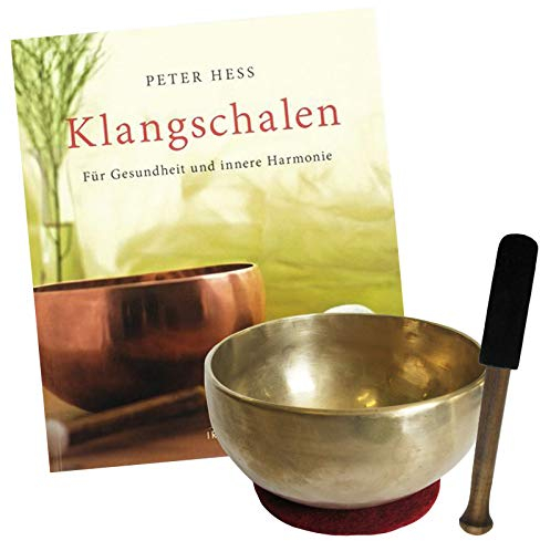 Therapie KLANGSCHALE 500-600g + BUCH Peter Hess 4-tlg Klangmassage SET. UNIVERSALSCHALE Handarbeit NEPAL. 1 x Klöppel + ZUBEHÖR. 70192-15
