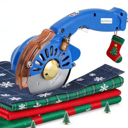BAOSHISHAN Taglierina elettrica per stoffa Taglierina Elettrica Rotante Taglierina 100 mm in tessuto multistrato inferiore a 27 mm (Blue)