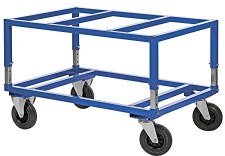 Paletten-Fahrgestell Palettenwagen, höhenverstellbar, LxBxH 1.200 x 1.000 x 655-835 mm, Tragkraft: 800 kg, blau