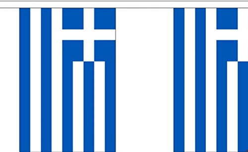 FlagSuperstore© Guirlande de fanions Grèce Europe 9 m Polyester 30 drapeaux par 9 m