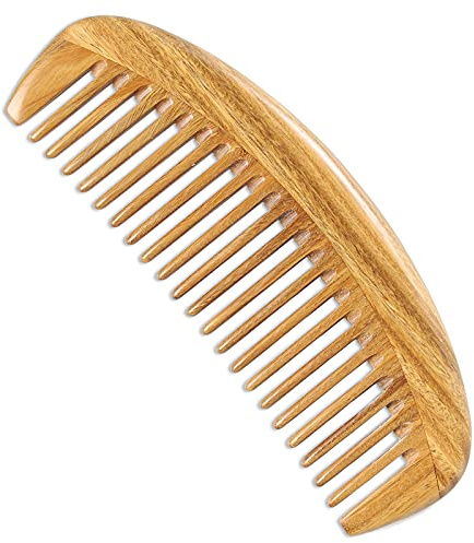 Onedor Haarkamm aus natürlichem Sandelholz, handgefertigt, 100% natürliches Sandelholz, antistatisch, natürlicher Haarentwirrer, Holzkamm (Ovaler Kamm mit feinen Zähnen)