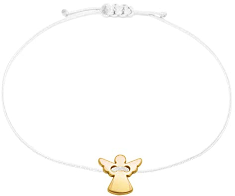 Selfmade Jewelry Armband Damen Schutzengel Gold Handgemachtes Makramee Armkettchen mit Engelchen Inkl. Geschenk-Verpackung