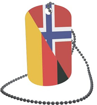U24 Dog Tag Erkennungsmarke ID Tag an Kette Flagge Norwegen-Deutschland Alu 30 x 50 mm