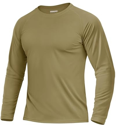 TACVASEN Camiseta Hombre Manga Larga UV UPF 50+ Turquesa S