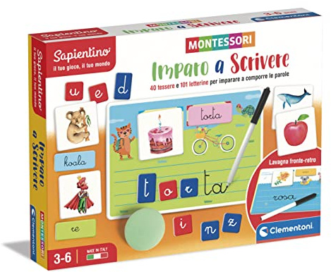 Clementoni - 16418 - Sapientino Montessori Imparo a Scrivere - Gioco Educativo 3 Anni (Versione in Italiano), Giochi Montessori, Made in Italy