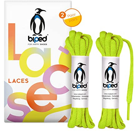 biped LACES 2 pares de cordones de poliéster resistente al desgarro para zapatos, zapatillas deportivas, deportivas y para correr de mujer y hombre ovalados 6 mm z2912(#31 lime green,120 cm)