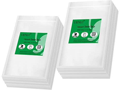 UKPALO Vorgeschnittene Vakuumierbeutel für Lebensmittel, 50 Stk 20cm x 30cm und 50 Stk 28cm x 40cm Vac Seal Beutel, 4 Mil dicke, BPA-frei,ideal für Sous Vide Kochen