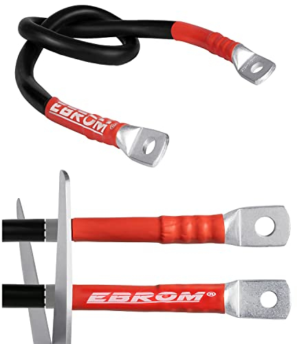 EBROM NSGAFÖU Spezial Batteriekabel Gummikabel 70 mm² Schrumpfschlauch ROT zur PLUS (+) Kennzeichnung + Ringösen/Kabelschuhe M8 M10 M12 kombinierbar - Ihre Auswahl: 70 mm2, 30 cm Kabelschuh 2 x M10