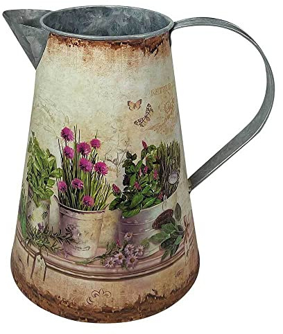 zeitzone Deko Krug Zink Kräuter der Provence Zinkkrug Gießkanne Zinkkanne Vintage-Stil