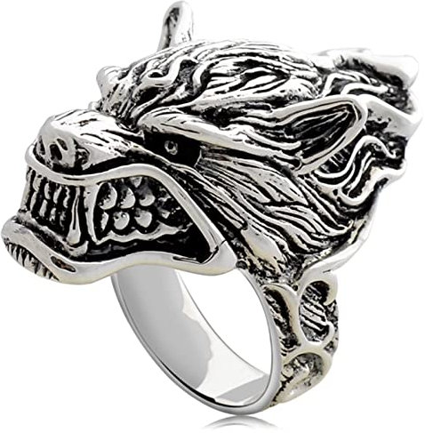 Aotiwe Freundschaftsringe 925 Silber, Freundschaftsringe Beste Freundin Punk Wolf Silber Größe 66 (21.0)