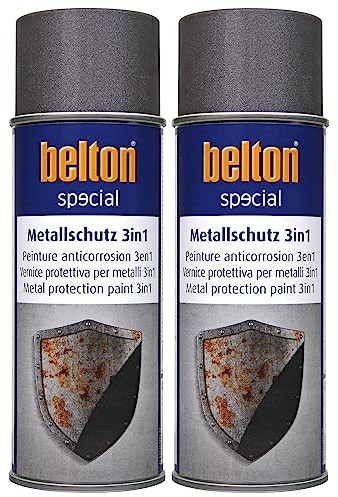 ECI 2x Belton Metallschutzlack 3in1 400 ml Metallschutzfarbe Schutzlack Rostschutzfarbe Rostschutzlack Farbe nach Wahl (Eisenglimmer Anthrazit)