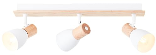 Lightbox Spotbalken im Landhaus Stil - 48 cm Länge - skandinavischer | Spotbalken, 48 cm Länge, E14, max. 28 W, Köpfe schwenkbar, Metall/Holz