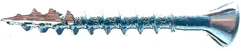 FASTENPOWER Particle Board Screws #8 x 1-1/4” Flat Head Wood Screws Type 17 Point w/Nibs Steel Zinc Coated Great for Particle Board, MDF, Cabinet Hinges, Woodworking, 140 Pack