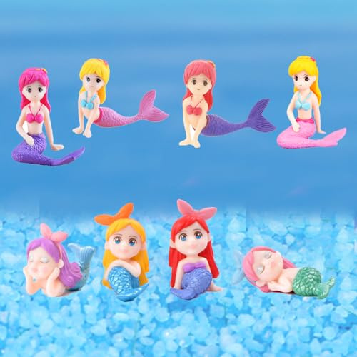 Eabdice 8 Stück Kleine Meerjungfrau Figuren Deko, Meerjungfrau Thema Party Dekoration, Meerjungfrau Figuren Set, Voor de Decoratie van Aquariums, Aquariums, Themafeesten