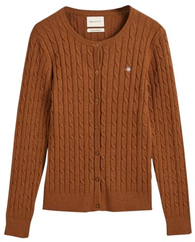 GANT Stretch bomull cable cardigan, Kacao, XS