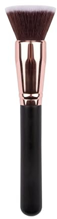 1 x Creme-Make-up-Pinsel, runder Kopf, loser Pinsel, flacher Kopf, Foundation-Pinsel, Rouge-Pinsel, schräger Kopf, Konturpinsel, Schönheitswerkzeug (Farbe: schwarz, flach)