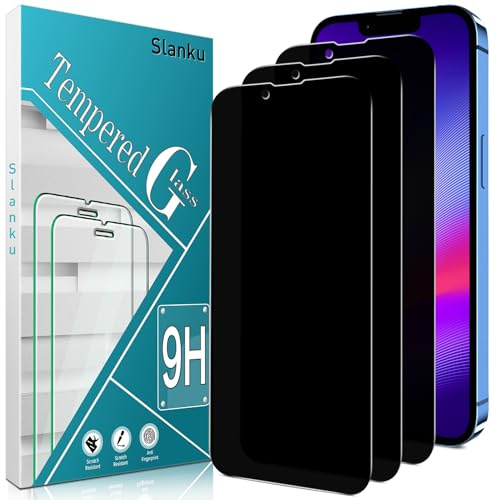 Slanku 3 Stück Sichtschutz Schutzfolie für iPhone 13 Pro Max, iPhone 14 Plus, Anti-Spy, Frei von Kratzern, 9H Härte, Blasenfrei, HD Displayschutzfolie, Ultra-klar