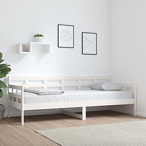 LAPOOH Tagesbett Weiß Massivholz Kiefer 80x200 cm, Schlafsofa, Daybed, Bettsofa, Sofa Bed, Sofabett, Schlafcouch, Jugendbett, Bettgestell, Bettcouch - 820363
