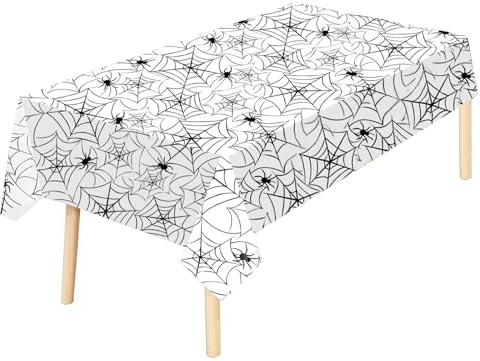 BNPHSIN Spider Web Waterproof Tablecloth - 54x108 inch Rectangle Halloween Table Cover for Holiday Dinner Table Decorations and Party Supplies