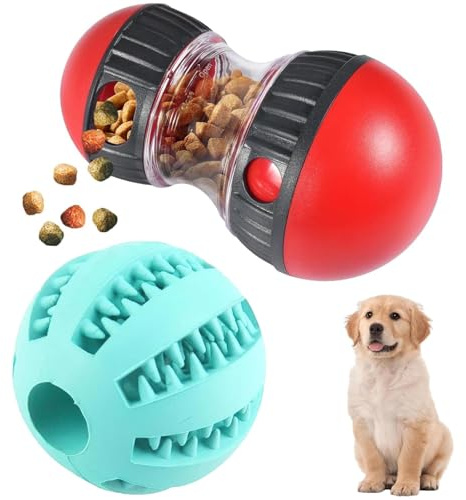 ZQuintuplian Dog Enrichment Puzzle Feeder - Interactive Treat Dispenser for Small and Large Dogs, Training and Teeth Cleaning Toy for Indoor and Outdoor Use